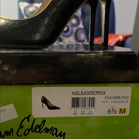 Sam Edelman Black Croc-Patterned Heels Size 6.5- NEVER WORN - Picture 2 of 7